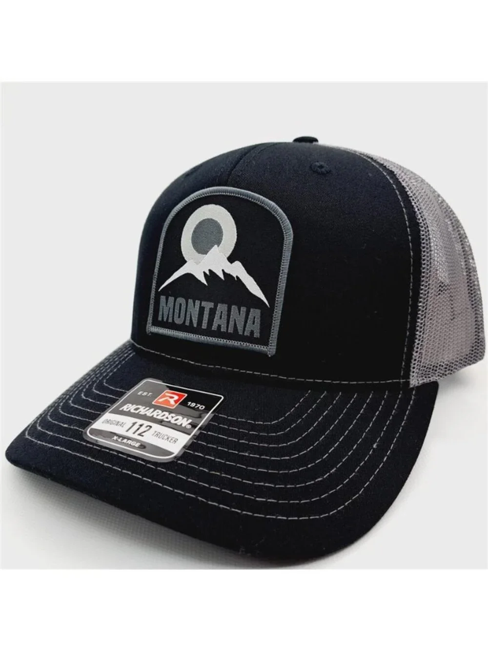 Retro Montana Mountain Patch Charcoal Richardson 112 Outdoor Trucker Hat Hiking